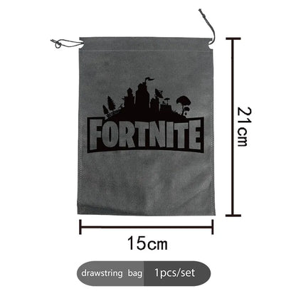 Fortnight Themed Series Black/Silver Small Drawstring Bag Portable Storage Cartoon Pocket Gifts for Birthday Party Arrangements