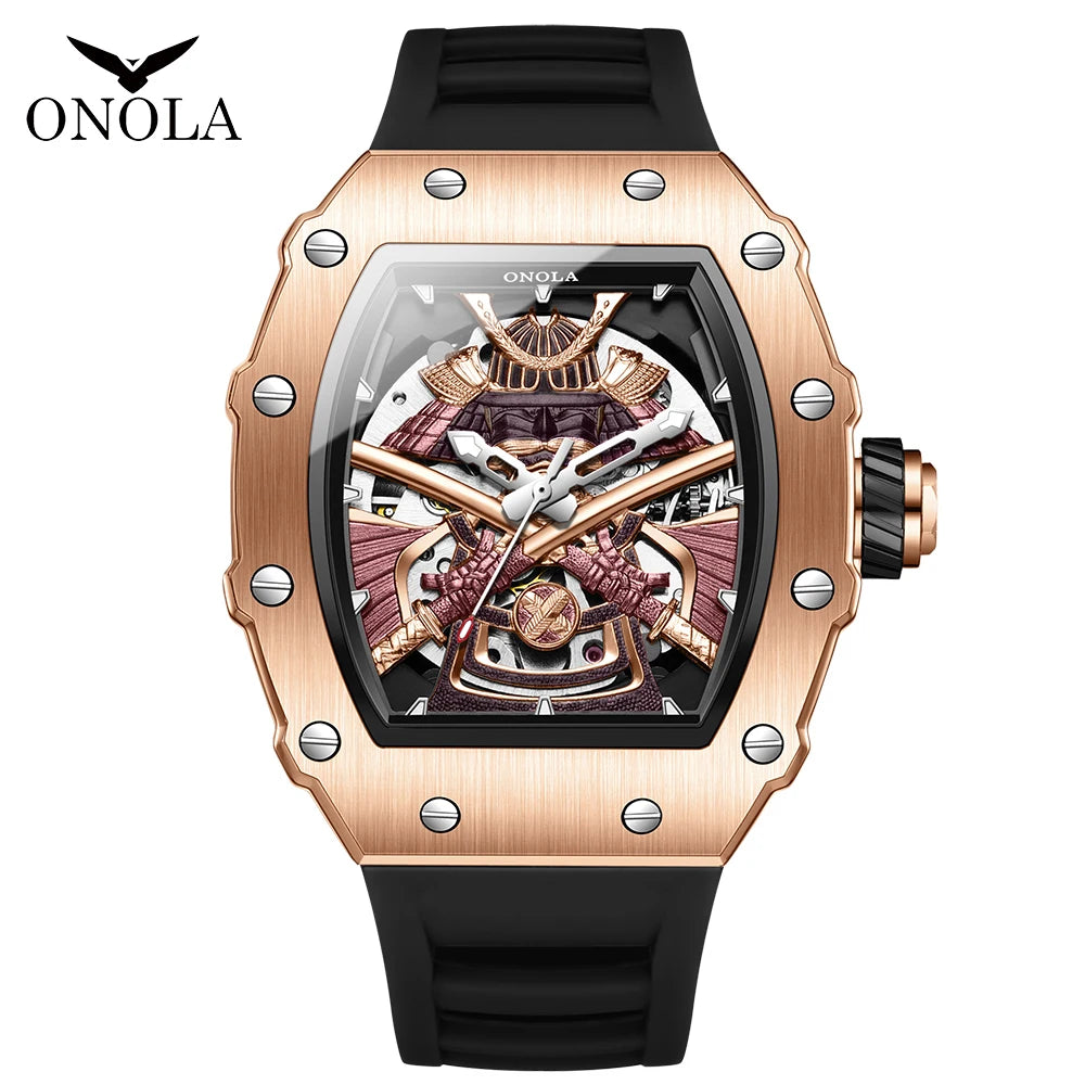 ONOLA Luxury Men's Automatic Mechanical Watch Waterproof Watch Luminous Barrel Shape Military Sports Wristwatch Men's Watch
