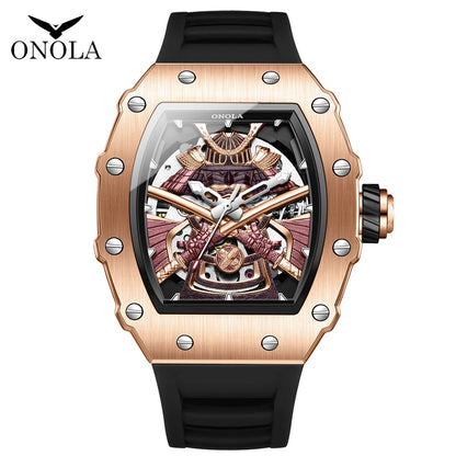 ONOLA Luxury Men's Automatic Mechanical Watch Waterproof Watch Luminous Barrel Shape Military Sports Wristwatch Men's Watch