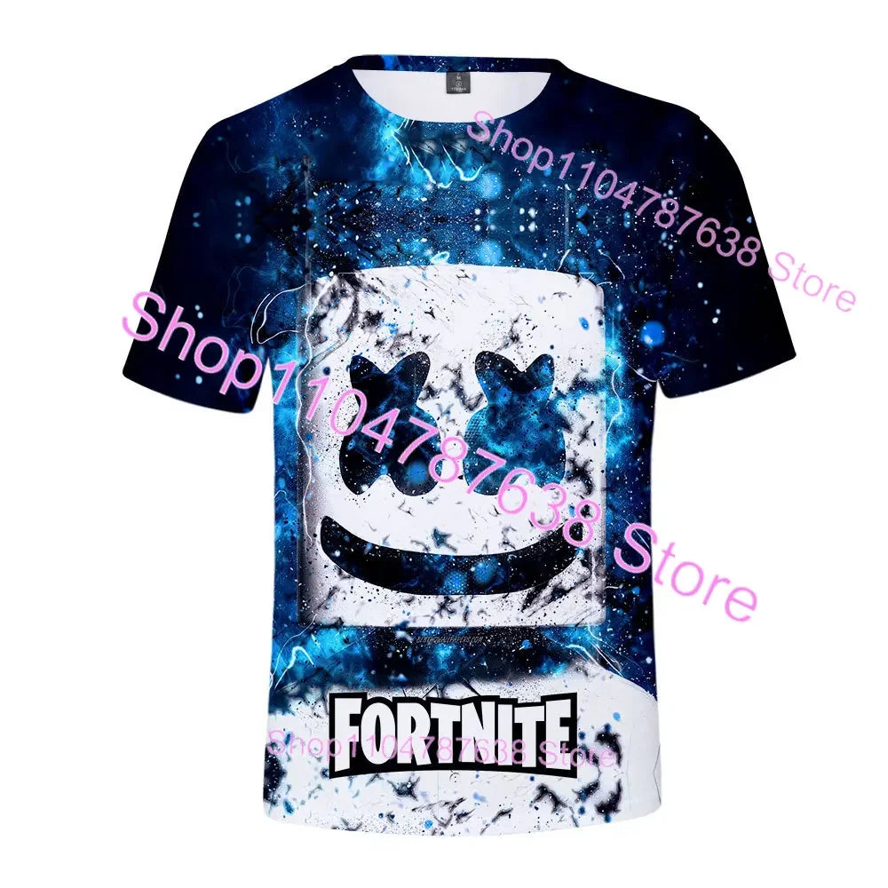 T-shirt de verão Raven Ultima Knight F-Fortnite, t-shirt masculina com estampado 3D Banana Peely, tops de jogo Battle Royale, presentes de aniversário