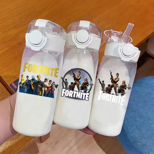 400ML Fortnite 18CM чаша със сламка за възрастни, момчета и момичета, сладка чаша за вода с анимационен дизайн за ученици, удароустойчива преносима бутилка за вода, подаръци