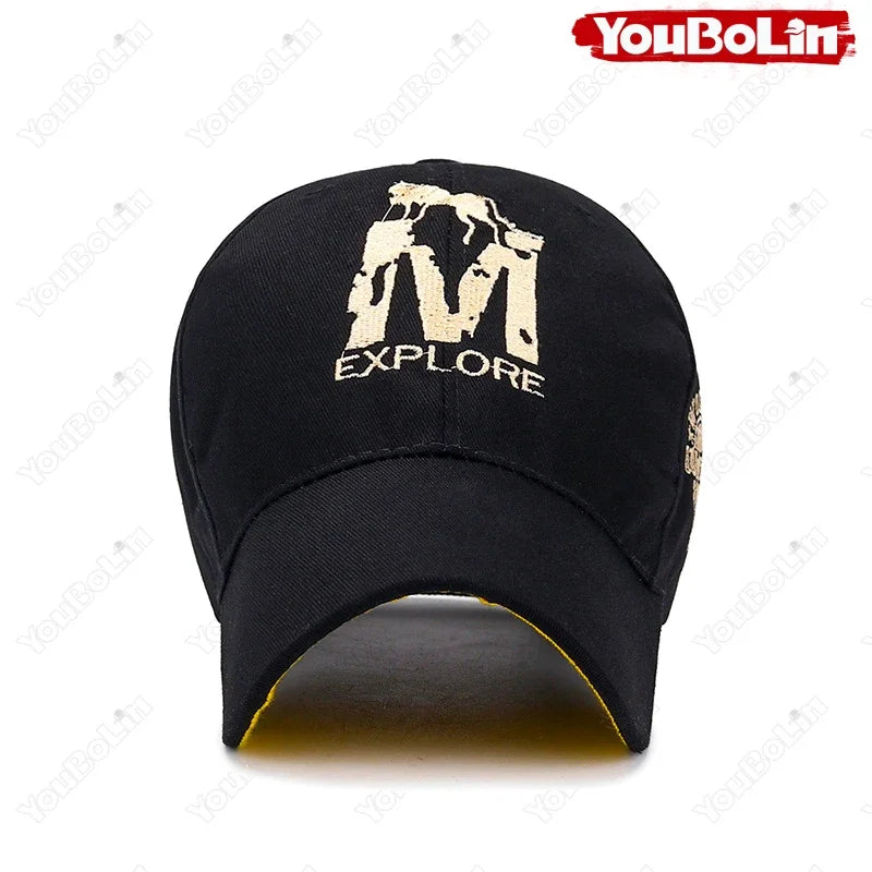 M letter Wolf Totem Embroidery Cotton Adjustable Hard Top Baseball Cap Sun Hat Trucker Caps Dad Hats