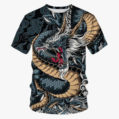 Summer New Cool 3D Dragon Printed Fashion Men's Round Neck Short Sleeve T Shirt Funny Kids T shirt Size100-6XL Oversized