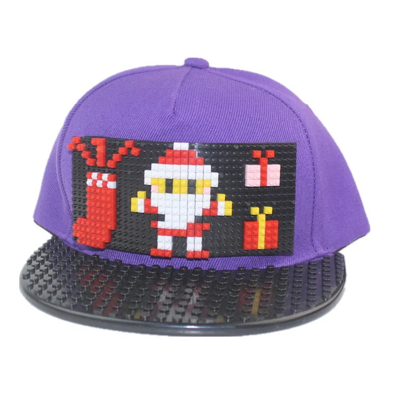 Karikatūrinės „Patchwork“ beisbolo kepurės, „DIY“ blokai, „Snapback“ kepurės, hiphopo kepurės vyrams ir moterims, nuimami „Pixels“ elementai, „Dad Hats“ kepurės, kepurės vaikams ir suaugusiems