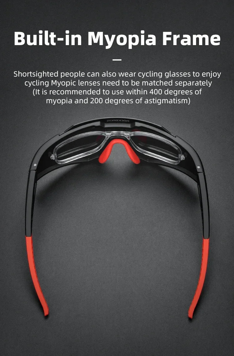 ROCKBROS Photochromic Cycling Glasses Polarized Adjustable Nose Support Myopia Frame Sports Sunglasses Men Women Eyewear Goggle