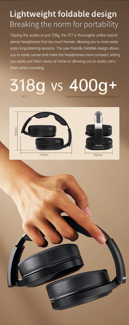 Cuffie audiophile over-ear magnetiche planari FiiO JT7 – Driver 95x86mm, headset HiFi cablato 4.4mm e 3.5mm