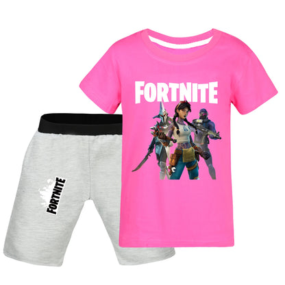 Fortnite Summer Kids Cartoon T-shirts Shorts Two-piece Set Baby Boys Tracksuit Girls Outfits505