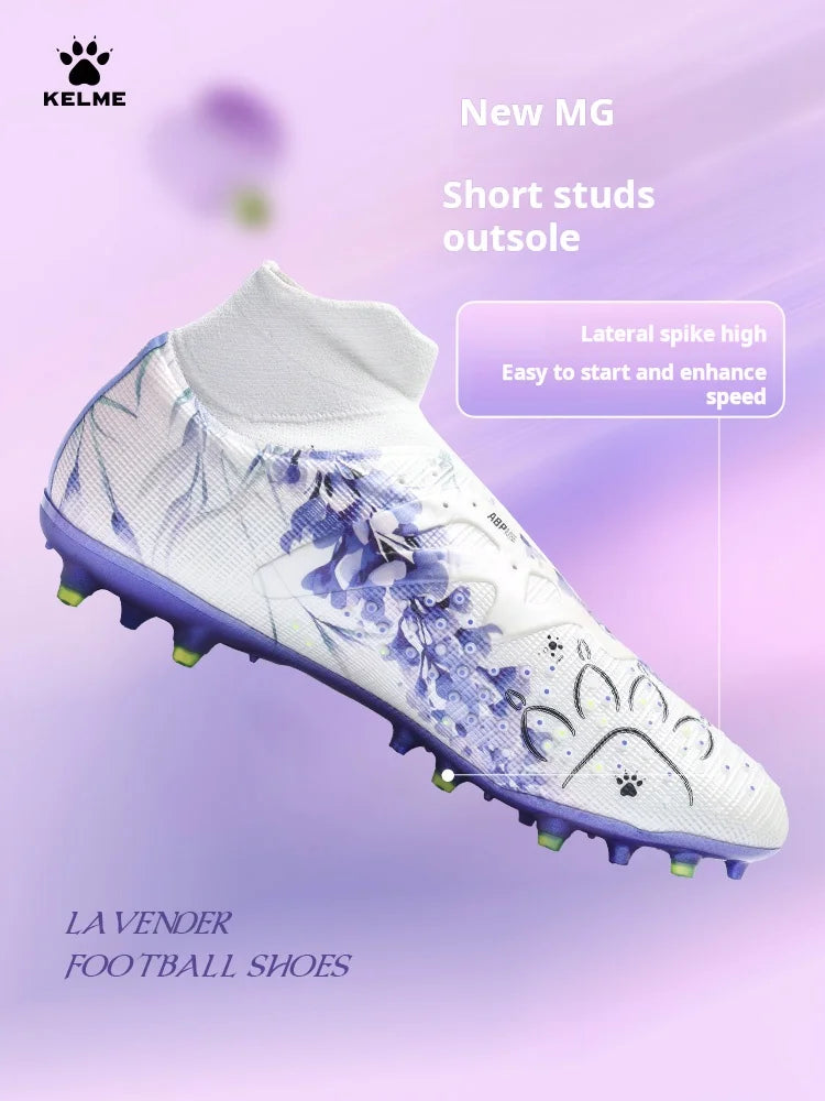 Kelme Football Shoes Men's High Top Professional TF Broken Nail Adult Training Shoes MG Football Shoes Short Nail Football Boots.
