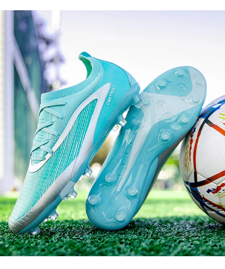 Nuove scarpe da calcio da uomo per esterno con tacchetti, traspiranti, antiscivolo, per adulti, scarpe sportive da calcio con tacchetti lunghi per allenamento, ragazzi e partite, confortevoli