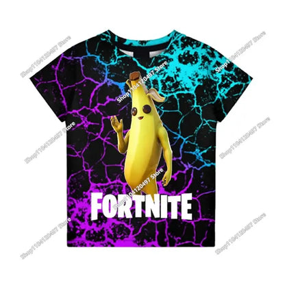 Anime Fortnite T-Shirts Girl Clothing T-Shirt Boys White Cartoon Tees Baby Summer Shirts Cute Printed Tops Costume