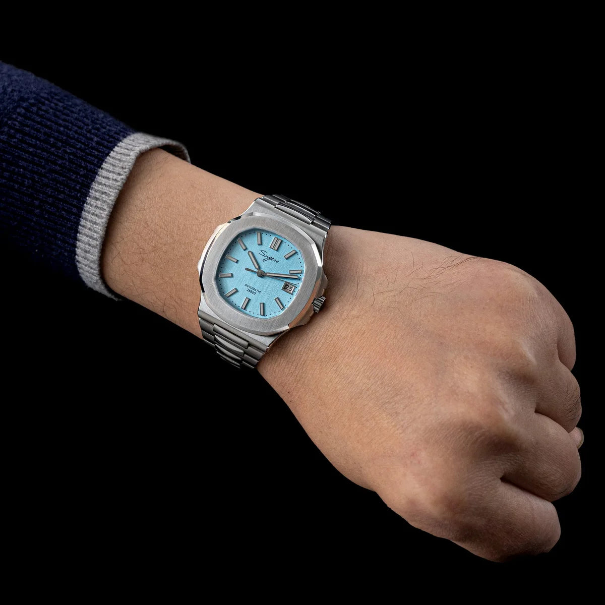 Orologio da uomo Sugess automatico meccanico da polso, movimento Miyota 9015, quadrante MOP, luminoso, impermeabile 5bar, bracciale di lusso S466
