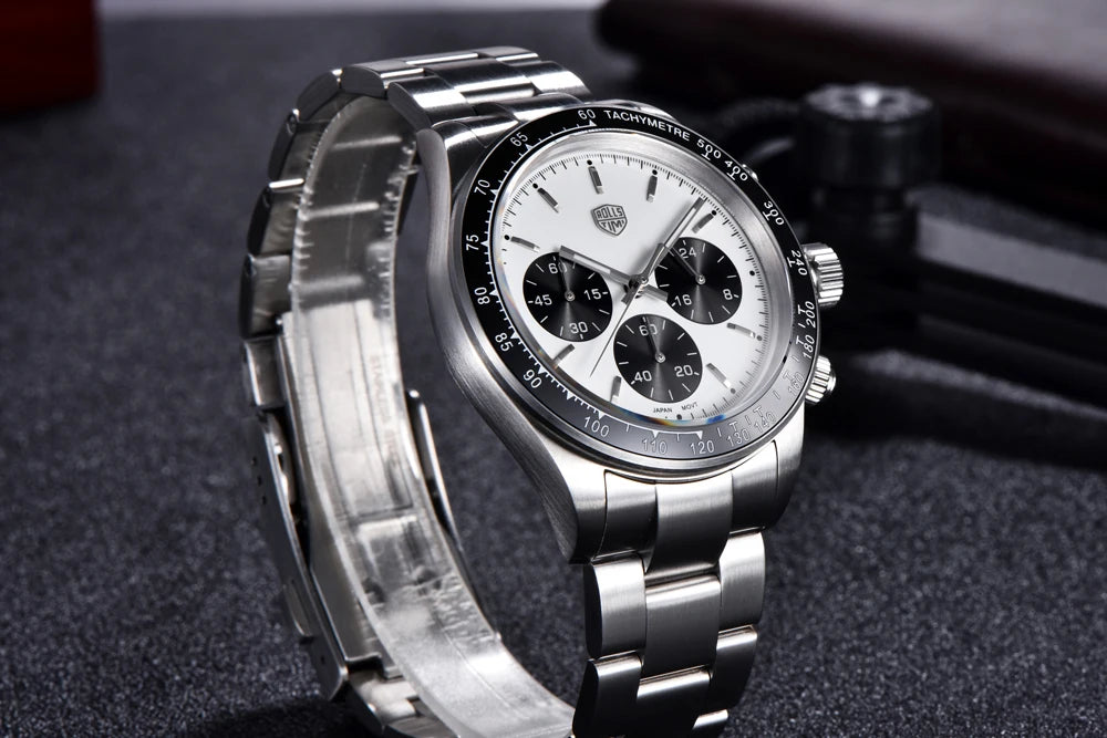 Rolls Timi Panda Men’s Watches – Quartz chronograph, luxury model, sapphire crystal with anti-reflective coating, water-resistant, sporty style