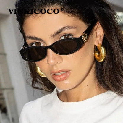 Stylish Small Oval Sunglasses For Women Trendy Design Decoration Fashion Sun Glasses Travelling Hiking Party Women's Shades