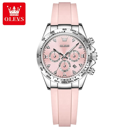 OLEVS 5618 Woman Watch Silicone Strap Luxury Brand Original Quartz Watch for Women Auto Date Waterproof Chronograph Ladies Clock