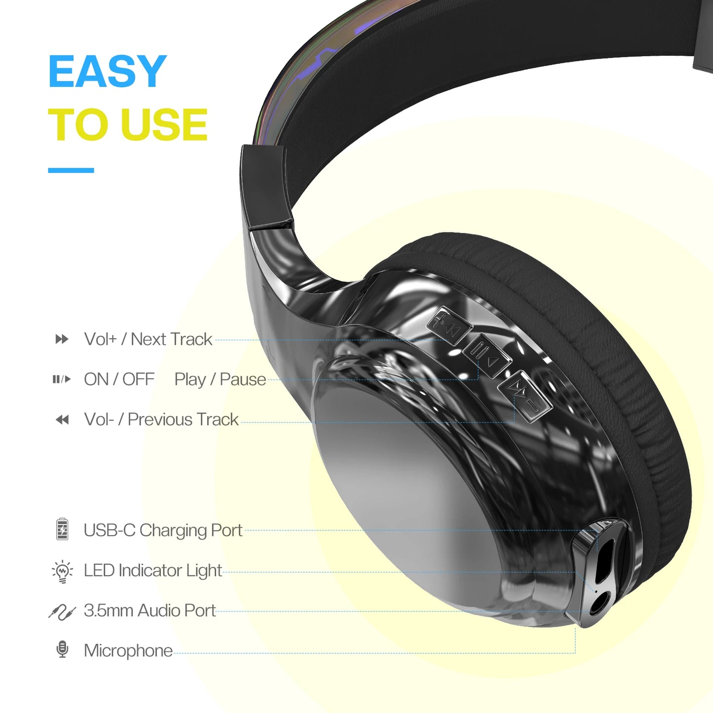 Gradient Kids Bluetooth Headphones Over Ear Girls Wireless Headphones With Mic Foldable Lightweight Headset For School Travel