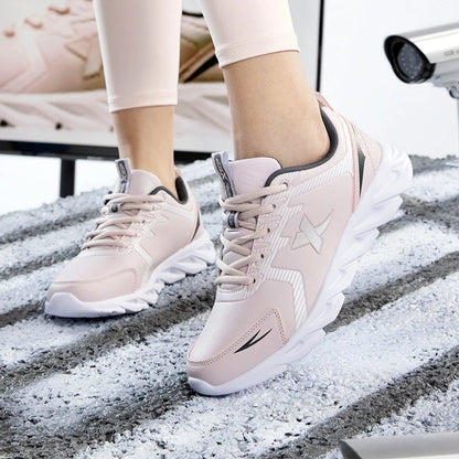 Pantofi de alergare Xtep, pantofi sport antiderapanti și moi pentru femei, cu parte superioară din piele, cu amortizare a șocurilor, adidași pentru femei 879318110073