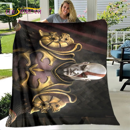 Game God of War Gamers Soft Plush Blanket,Flannel Blanket Throw Blanket for Living Room Bedroom Bed Sofa Picnic Cover Bettdecke