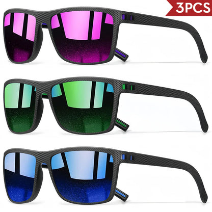 3PCS Signature Retro Square Sunglasses UV400 Spring Hinges Lightweight Gift Ready for Daily & Vacation Unbox Elegance