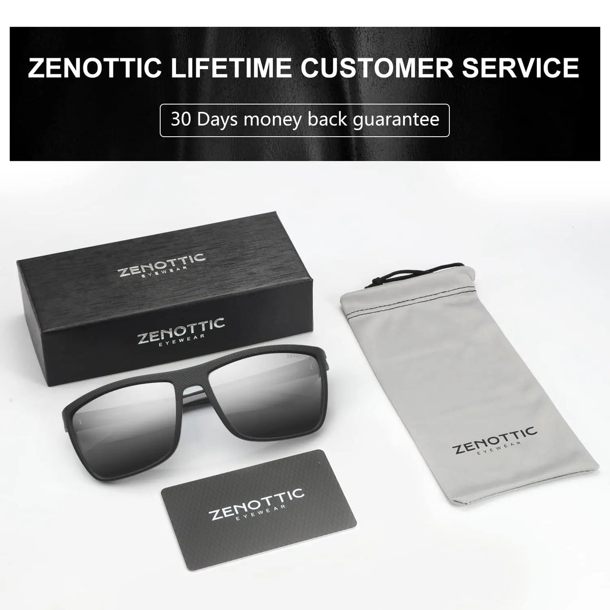 ZENOTTIC Polarized Sunglasses for Men Shades Lightweight TR90 Frame UV400 Protection Square Outdoor Trave Driving Sun Glasses