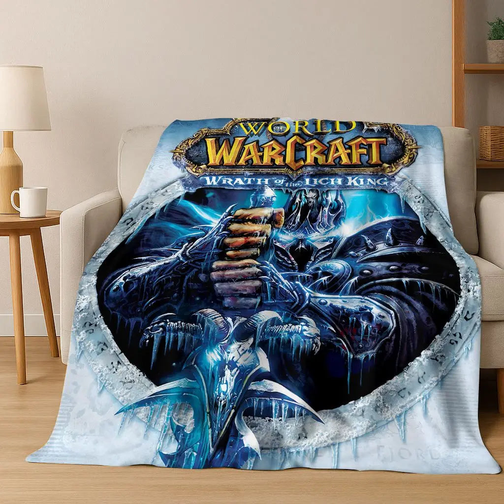 Coperta in flanella WOW World of Warcraft Arthas Demon Illidan Sylvanas, plaid morbido e confortevole per casa, camera da letto, letto, divano, copridivano, idea regalo