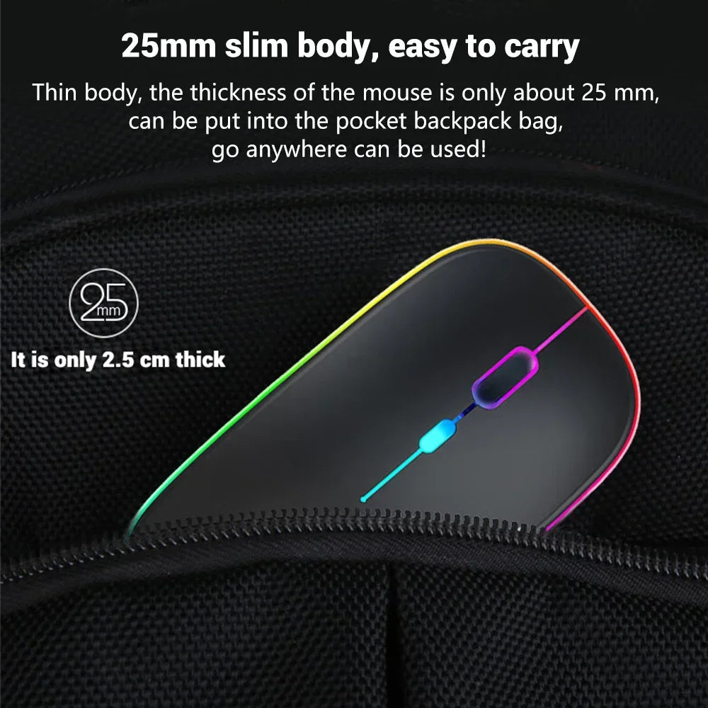 Mouse wireless ricaricabile a doppia modalità Bluetooth compatibile e 2.4G USB per computer, laptop, iPad, tablet e notebook, mouse da gaming