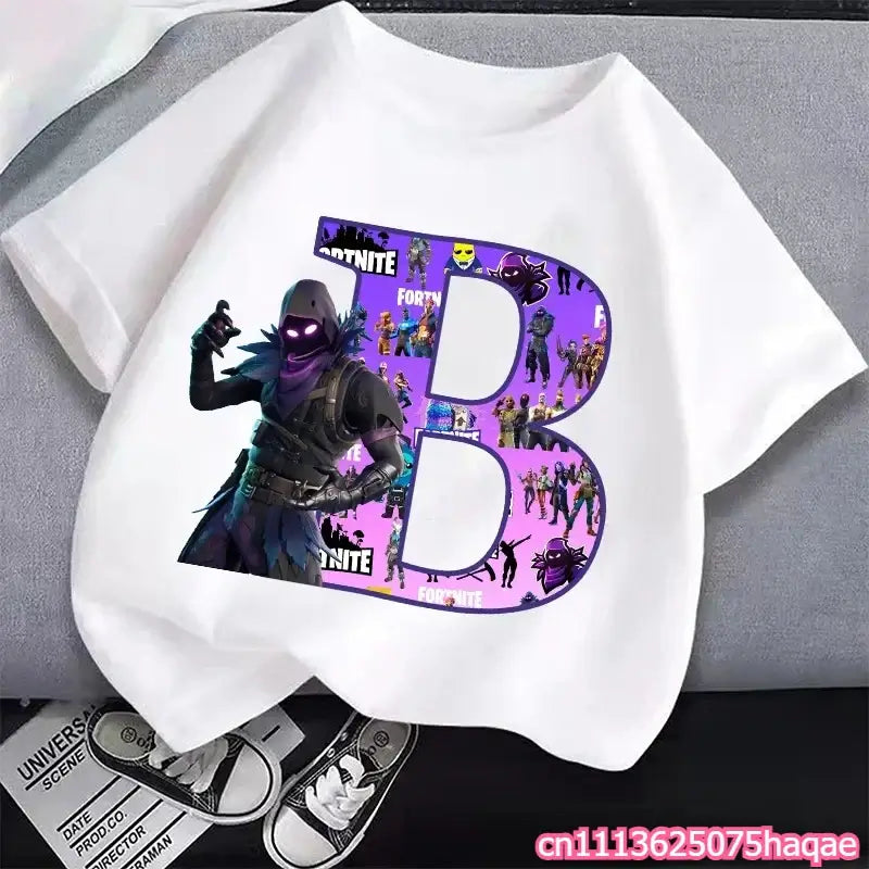 New Fortnites Kids T-shirts Cartoon Letter Graphic T-shirts Boys Girls Summer Casual Sports Short Sleeve Tops Children Clothing