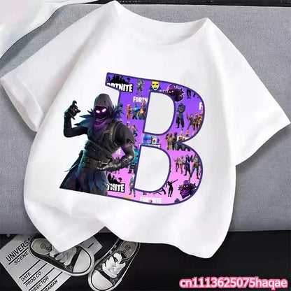 New Fortnites Kids T-shirts Cartoon Letter Graphic T-shirts Boys Girls Summer Casual Sports Short Sleeve Tops Children Clothing