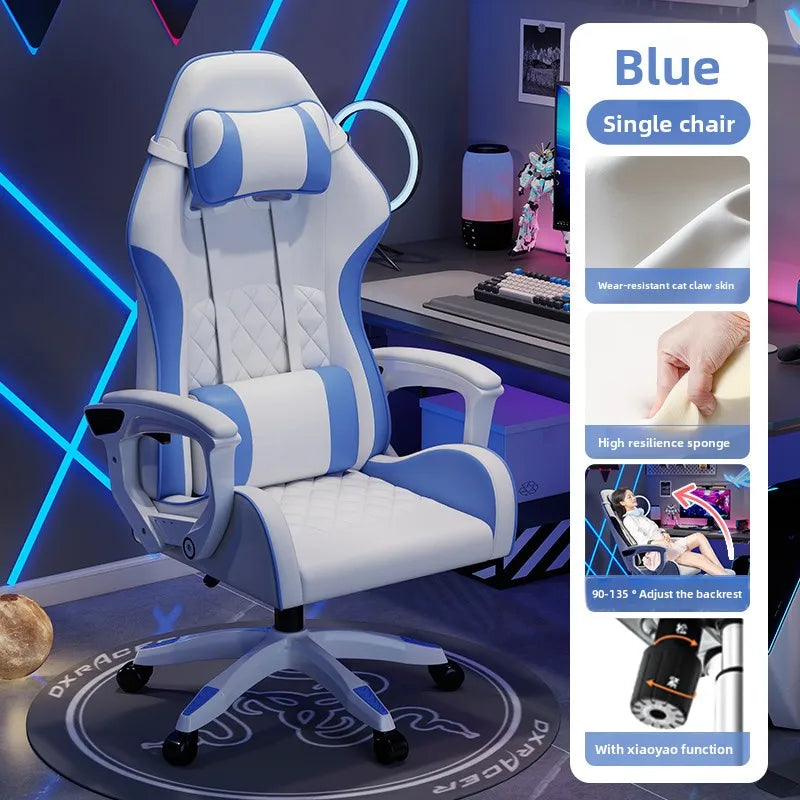 Pánské e-sportovní křeslo pohodlné pro dlouhé sezení, počítačové křeslo s polohováním pro odpočinek, opěradlo
