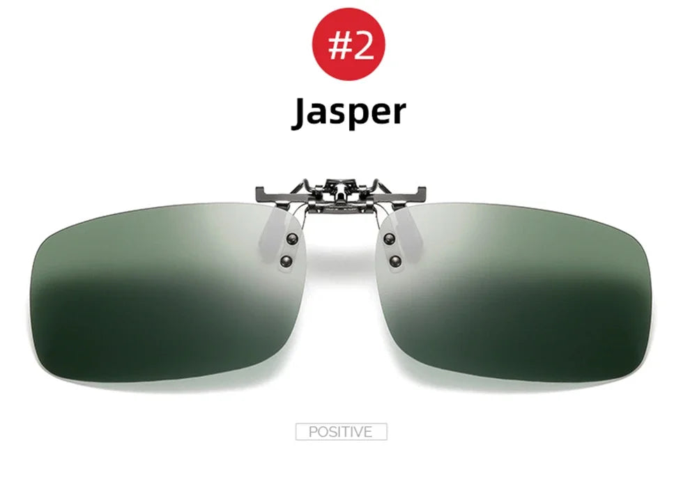 Classic Mirror Blue Flip Up Clip on Sunglasses Fishing Men Square Polarized Lens Metal Night Vision Driving UV400 Women Glasses