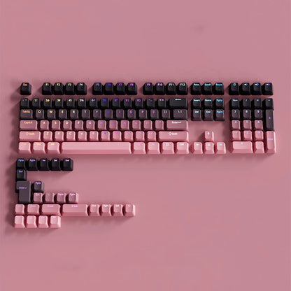 Teclas gamer RGB con retroiluminación degradada para teclado mecánico con interruptores MX, perfil OEM, PBT, blanco y azul, distribución ISO, teclas DIY