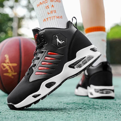 Men's High-Top Basketball Shoes with Breathable Mesh Design for Maximum Comfort, Outdoor Shock-Absorbing Running Shoes, High-Rebound Cushioning Technology for Smoother and More Comfortable Running, Enhanced Support, Stylish