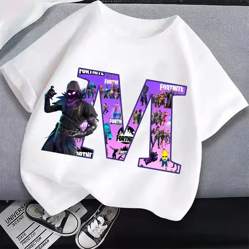 New Fortnites Kids T-shirts Cartoon Letter Graphic T-shirts Boys Girls Summer Casual Sports Short Sleeve Tops Children Clothing