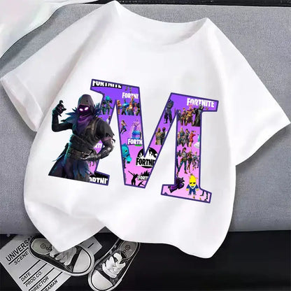New Fortnites Kids T-shirts Cartoon Letter Graphic T-shirts Boys Girls Summer Casual Sports Short Sleeve Tops Children Clothing