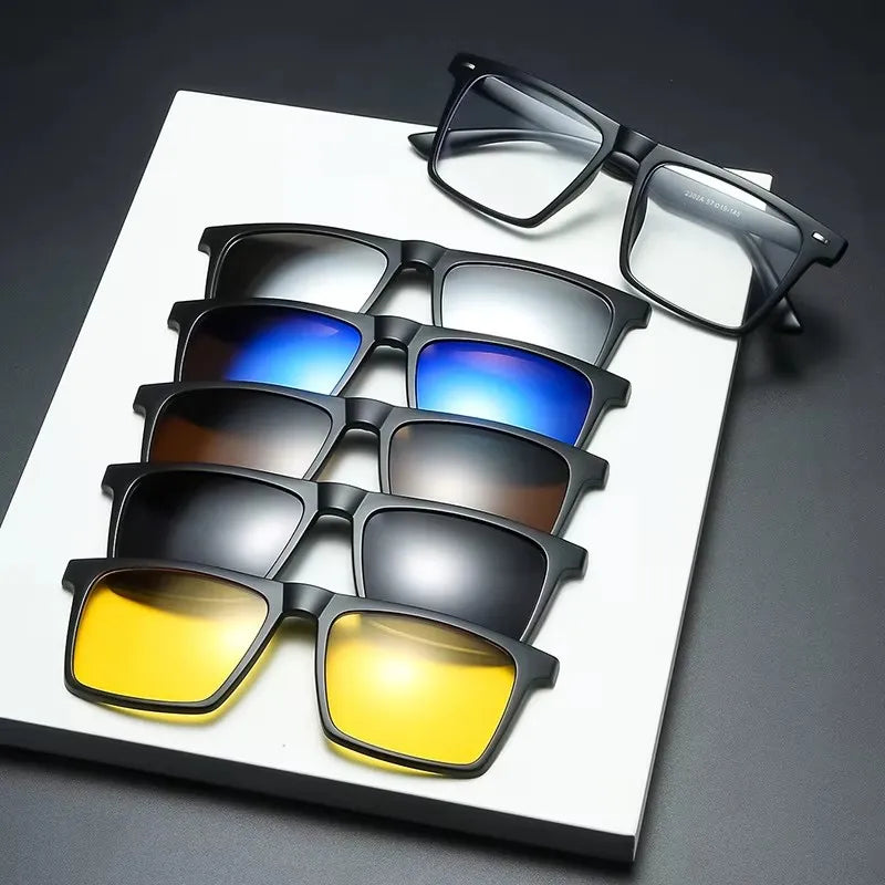 Myopia Polarized Magnet Sunglasses Women Men Clip On Glasses Square Optic Spectacle 6 In 1 Eyeglass Frames -0.5 TO -10