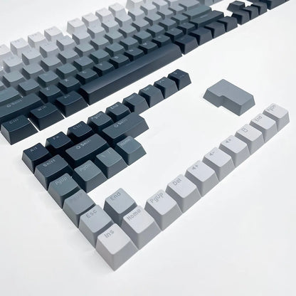Teclas gamer RGB con retroiluminación degradada para teclado mecánico con interruptores MX, perfil OEM, PBT, blanco y azul, distribución ISO, teclas DIY