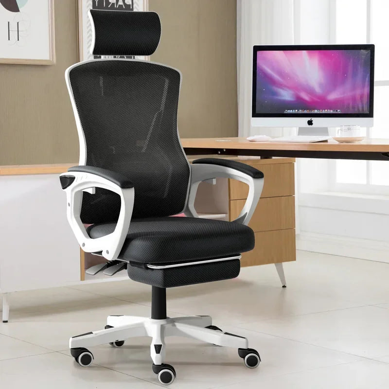Chaise de jeu ergonomique pour ordinateur, avec dossier inclinable et hauteur réglable, idéale pour les étudiants, les dortoirs et les bureaux à domicile.