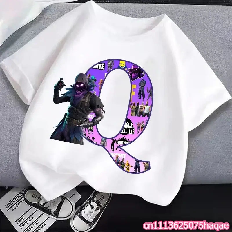 New Fortnites Kids T-shirts Cartoon Letter Graphic T-shirts Boys Girls Summer Casual Sports Short Sleeve Tops Children Clothing