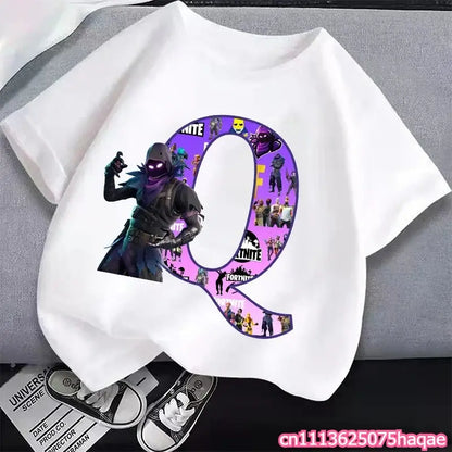 New Fortnites Kids T-shirts Cartoon Letter Graphic T-shirts Boys Girls Summer Casual Sports Short Sleeve Tops Children Clothing