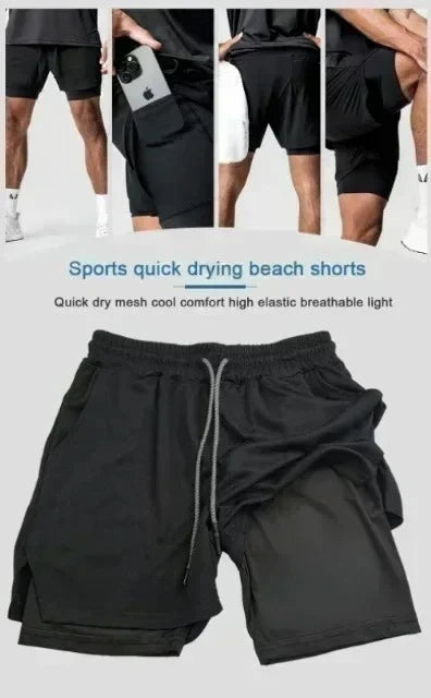 Fashion Dragon Anime GOKU Peripheral Printed Double Layer Shorts Latest Spring and Summer Sports Men's Loose Breathable Pants