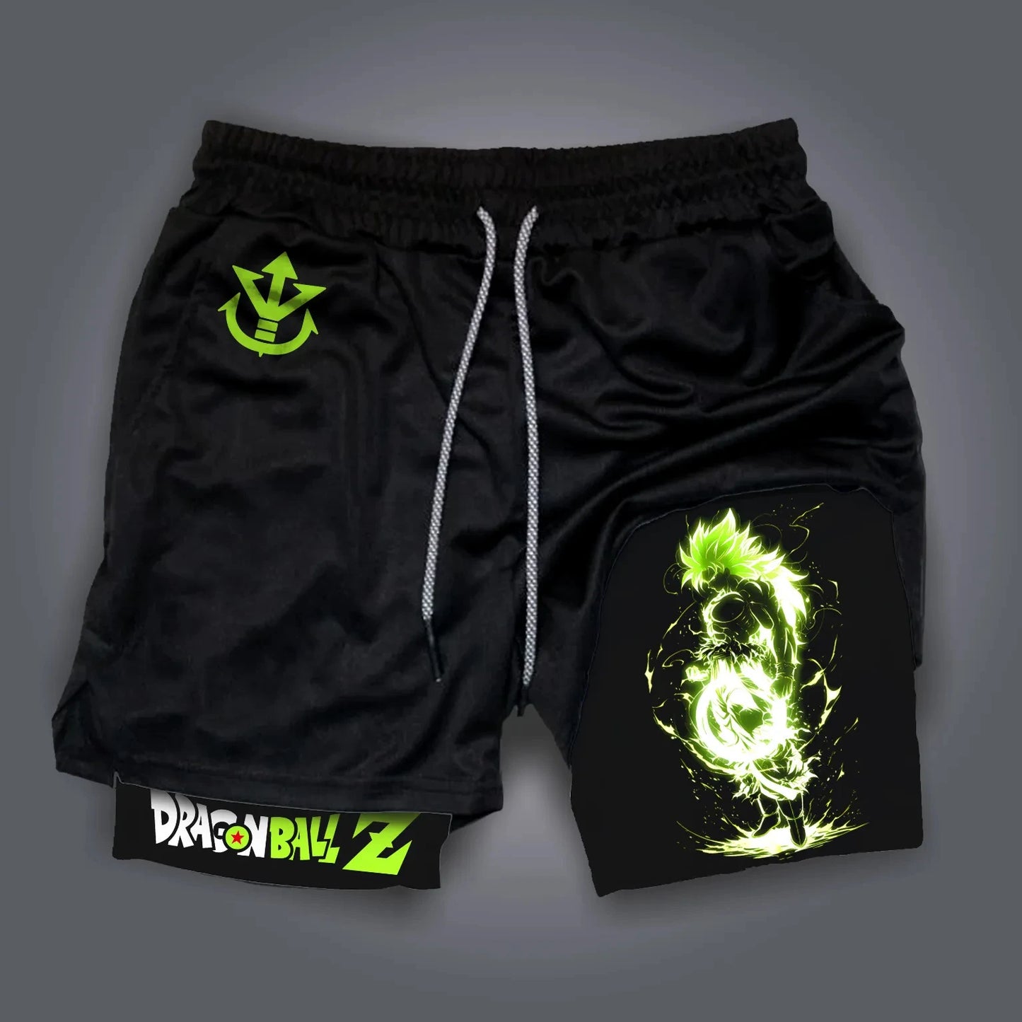 Dragon Ball Anime Peripheral Majin Buu GOKU Printed Sports Double-layer Shorts American 2025 Summer Men's Loose Breathable Pants, Produit gaming premium Fraquane, équipement gamer