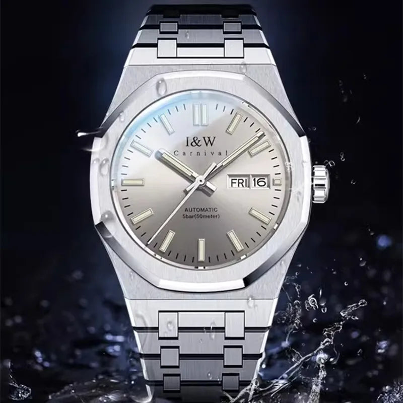 Montre mécanique pour homme CARNIVAL – Montre-bracelet automatique de luxe, verre saphir, mouvement MIYOTA, étanche jusqu'à 50 m