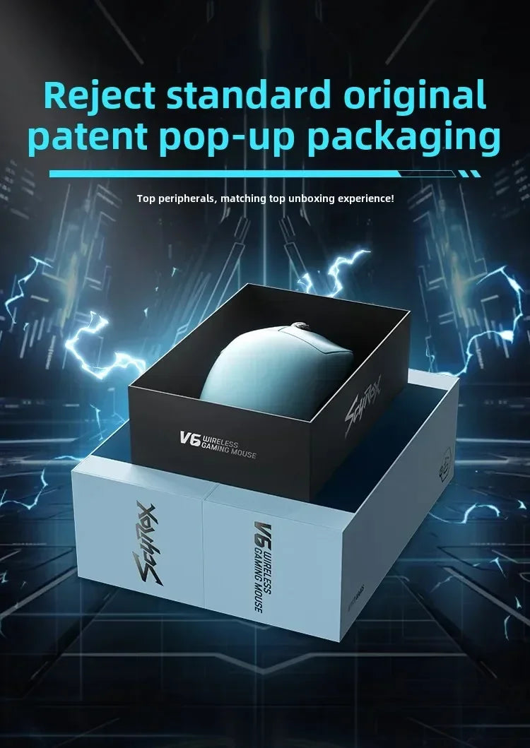 SCYROX V6 nem porózus vezeték nélküli esport egér, 40g, 750IPS, 8k vevőegységgel, gyors válaszidővel, 3950, prémium minőségű 8KHz gaming egér