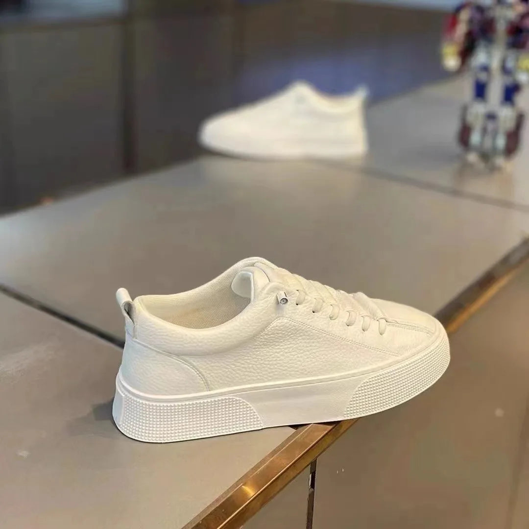 Zapatillas deportivas para hombre, calzado informal, zapatos planos para hombre, zapatillas ligeras de cuero sintético (PU), calzado transpirable, zapatillas deportivas blancas para hombre