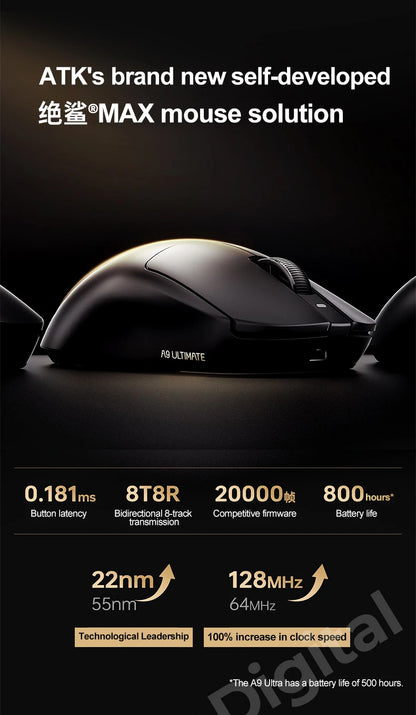 ATK Dragonfly A9 Ultimate brezžična gaming miška A9 Air PAW3950, ultralahka ergonomska e-športna miška za igričarje FPS CSGO A9 Ultra