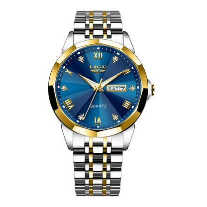 LIGE women’s quartz wristwatch – Elegant and luxurious, displaying the date and day of the week – A simple, water-resistant watch, ideal as a gift for women