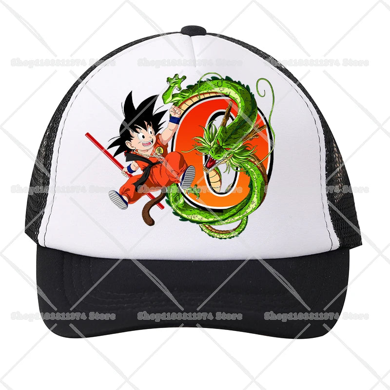 Czapki baseballowe z siateczki Dragon Ball z motywem kreskówkowym Son Goku z literami – czapki sportowe dla dorosłych i dzieci, anime, letnie, na świeżym powietrzu, z daszkiem chroniącym przed słońcem, prezent, nowe