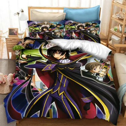 Moderna 3D tiskana anime Code Geass navlaka za poplun, 2/3-dijelni set posteljine, Double Twin Full Queen King, za odrasle i djecu, navlaka za prekrivač