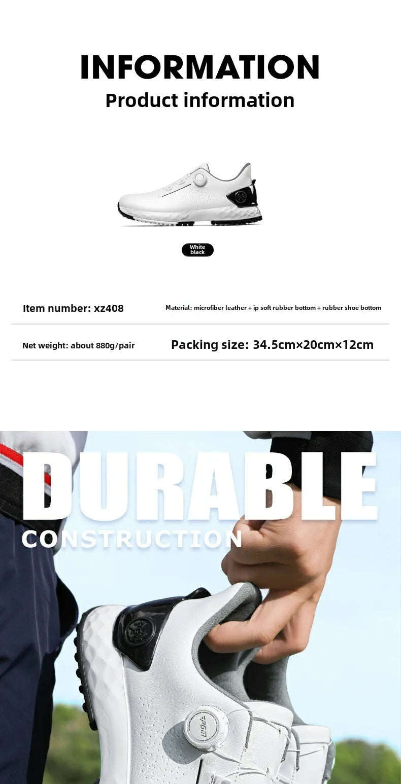 PGM Men's Golf Shoes Sneakers Comfortable Cushioning Knob Lace Waterproof and Anti Slip Height Increase XZ408