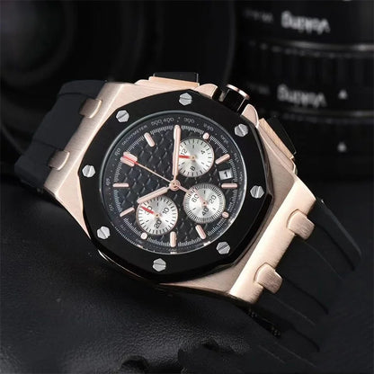 Men's Chronograph Sport Watch Date Display Luxury Chronograph Wristwatch Sport & Business Casual Watch with Rubber Strap