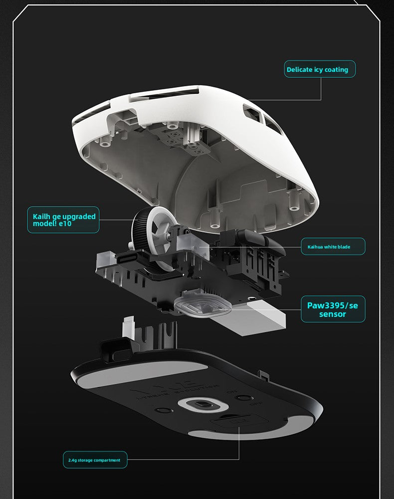 Mouse wireless ergonomico leggero VXE Dragonfly R1 con sensore PAW3395, mouse da gaming tri-mode a bassa latenza per PC, giocatori, ufficio e regalo